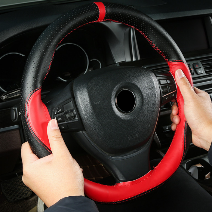 Leather Hand Sewing Unversal Car Steering Cover