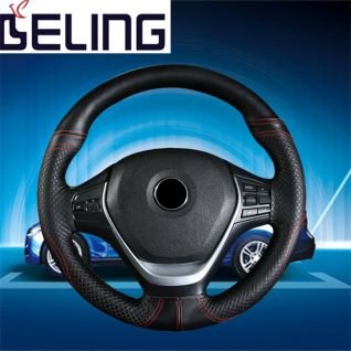 leather hand stiching car steering wheel cover with bumps